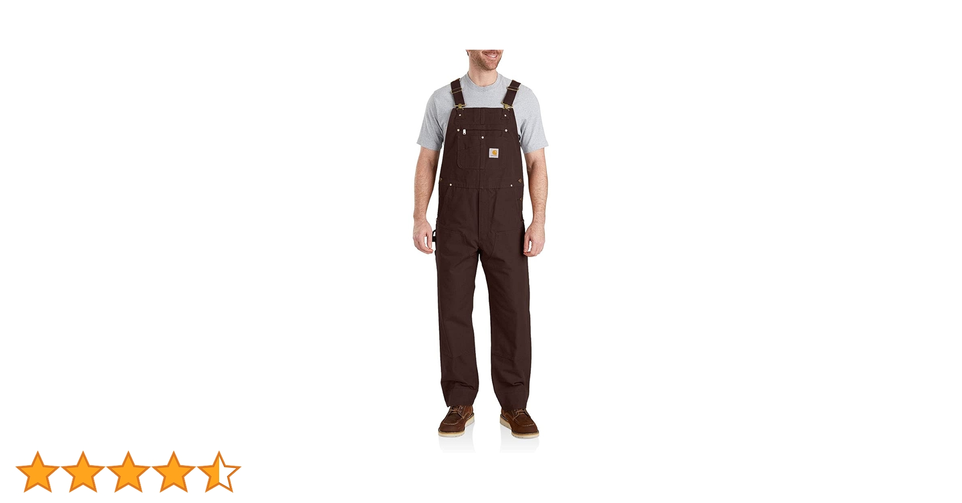 Carhartt Men's Relaxed Fit Duck Bib Overall, Dark Brown, 30W